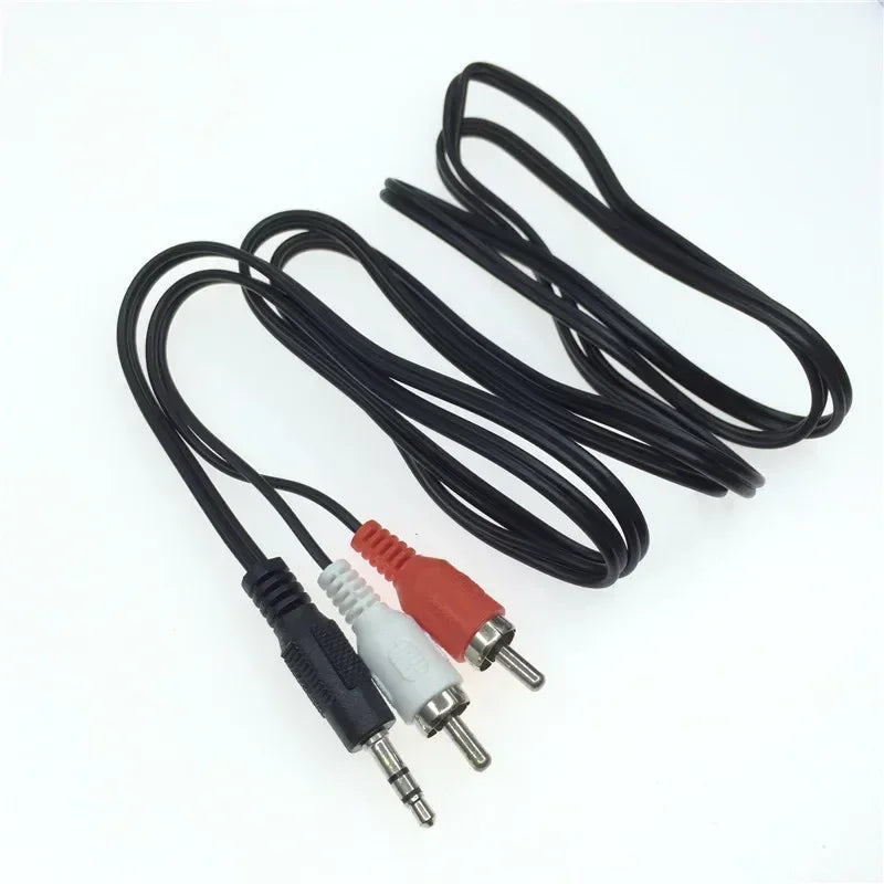 3.5mm Audio AV Video Headphone Connector Cable Cord Car Cable Splitter, 2RCA Phono Male, Stereo Male Plug To Qme