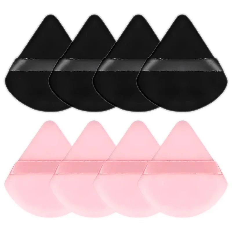 Velvet Cosmetic Foundation Puff Soft Triangle Makeup Puffs Women Face Beauty Sponge Blender Washable Makeup Powder Accessories Qme 4 Pink and 4 Black