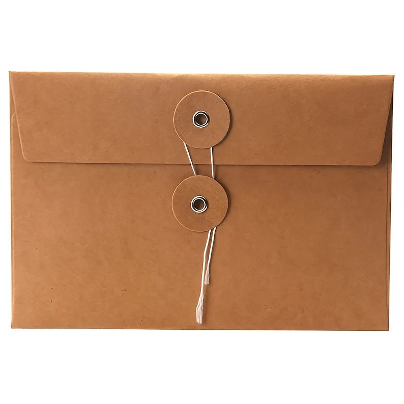 Set of 20 Retro-Style Brown Kraft Paper Envelopes Measuring Qme