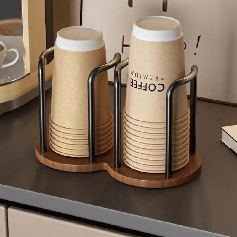 Wood Dispenser Longer Stick Mug Display Stand Organizer Supplies Qme