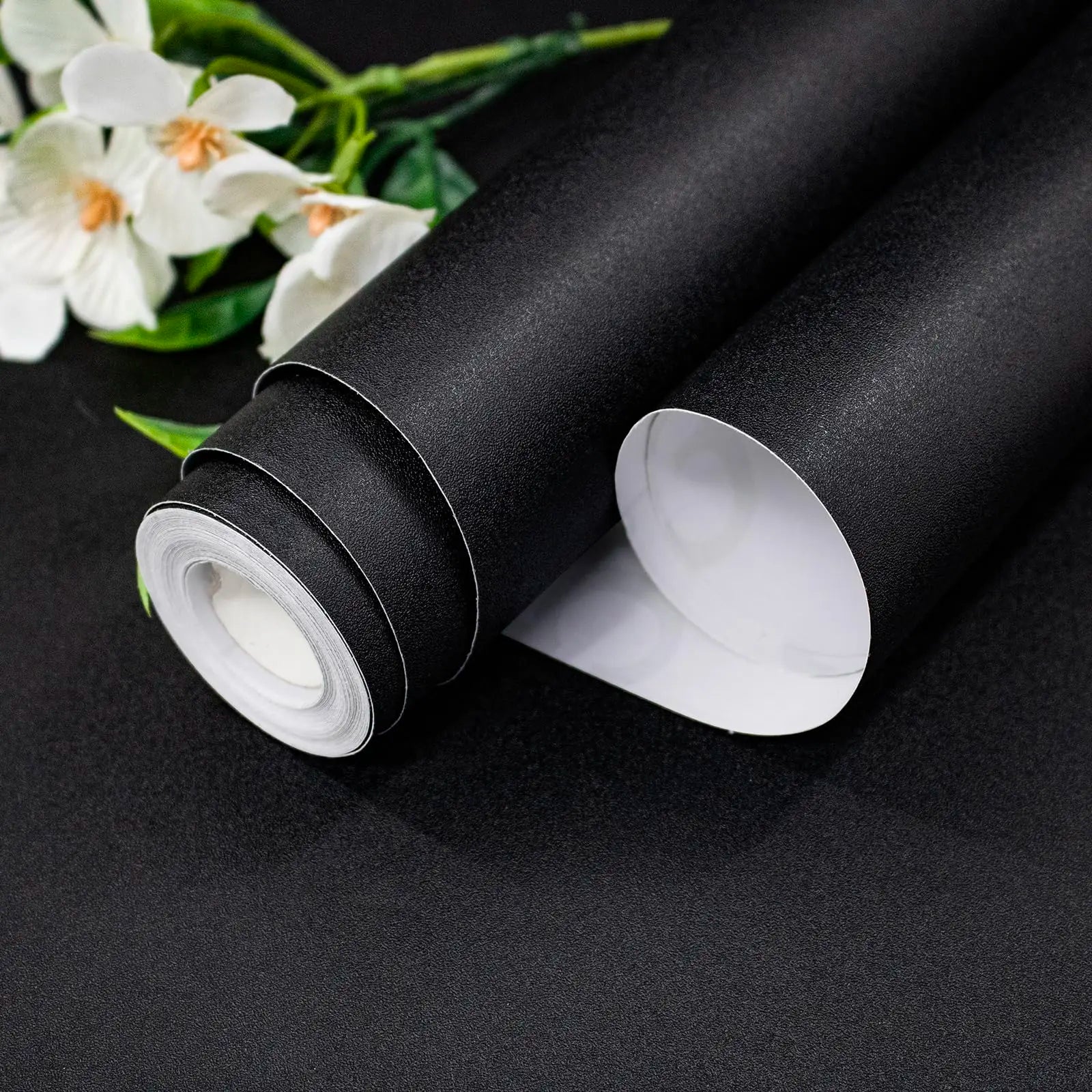 40CM Matte Frosted Black Solid Color Wallpaper Self Adhesive Waterproof Moisture Proof Furniture and Wall Decoration Stickers Qme