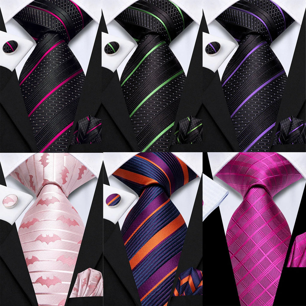 Hi-tie Striped Rose Blue Pink Business Mens Tie Jacquard Necktie Qme
