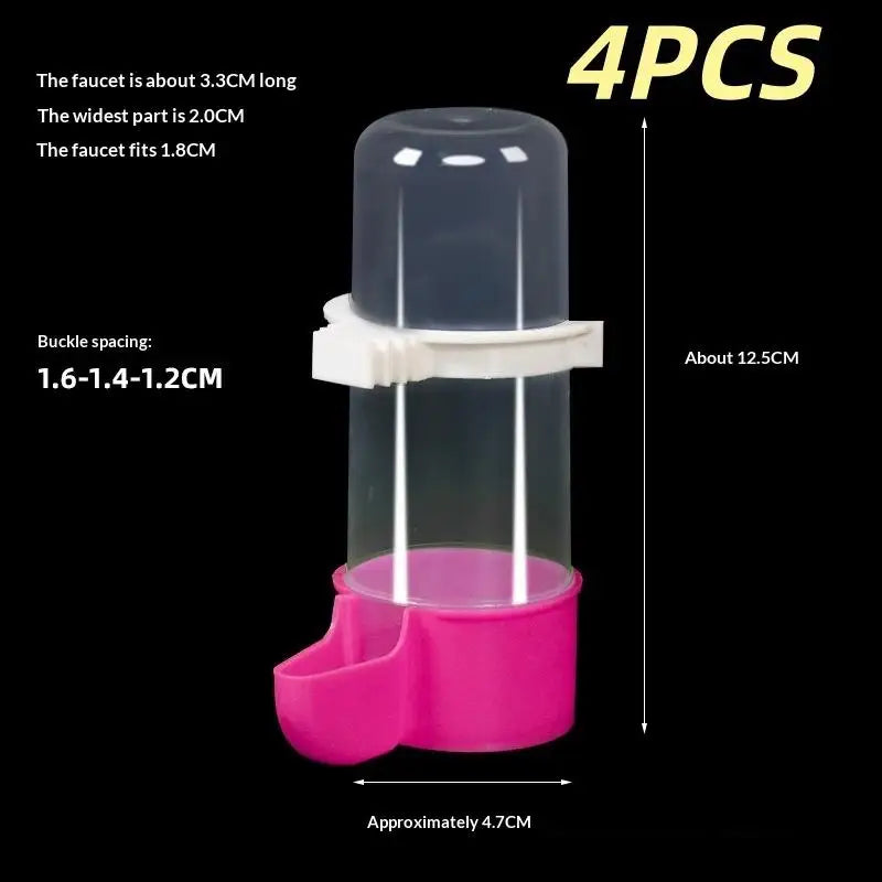 Bird Feeder Small Medium Large Pet Cage Accessories 2 4 8 Automatic Qme Pink 240ML 4pcs