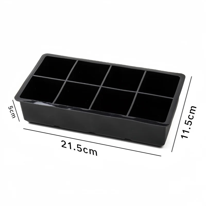 8/15 Grids Silicone Ice Cube Tray Square Ice Cube Mold Reusable Ice Cube Mold for Whiskey Cocktail Juice Drinking Qme 8 Grids-WG