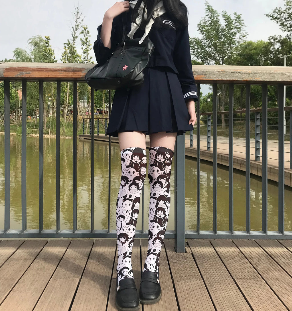 Cartoon Anime Striped Halloween Cat Claw Stockings Trendy Women's Qme