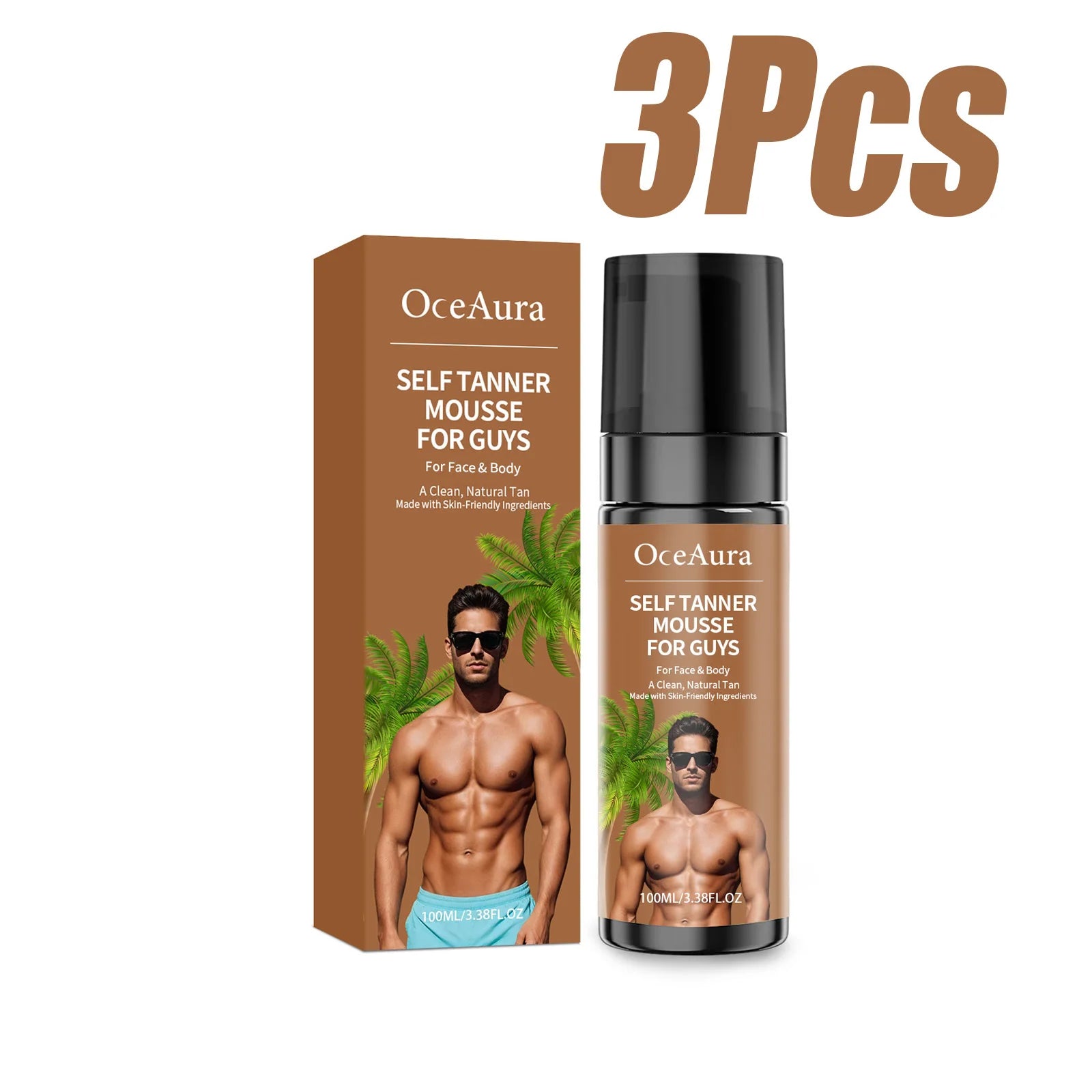 Self Tanner Mousse Natural Sunless Tanning Foam Streak-Free Quick-Drying Gradual Tan Hydrating Beautiful Tan Finish Body Care Qme 3 x 100ml Boxed