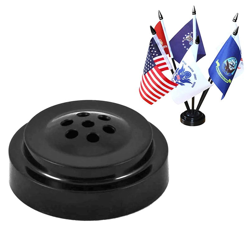 Desk Flag Stand Black Plastic Office Home Decor 8 Holes Mini Flagpole Qme