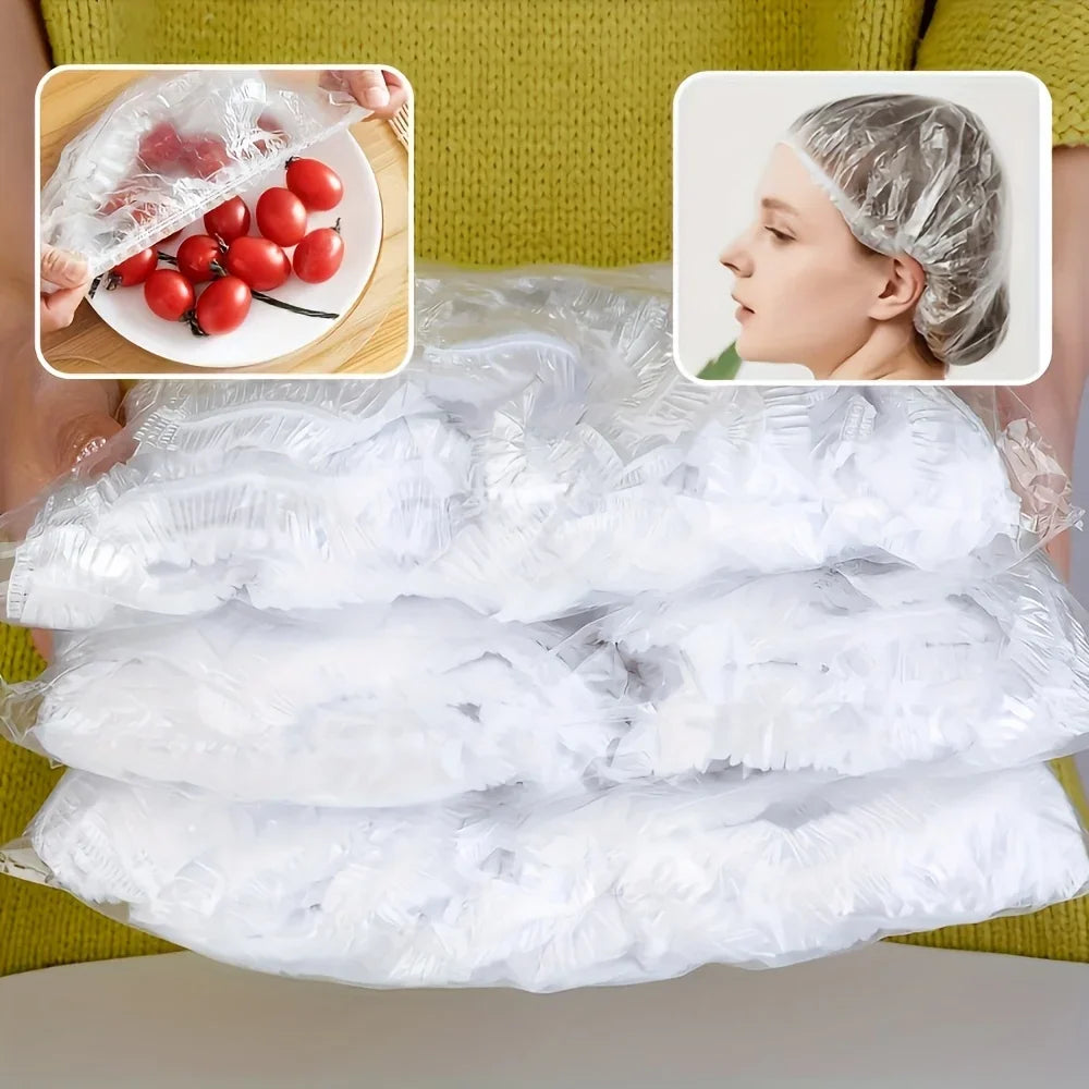 100pcs (100 Sheets) Disposable Food Grade Plastic Wrap Cling Film - Individual Pack, Hygienic Cover for Leftovers, Takeout Qme