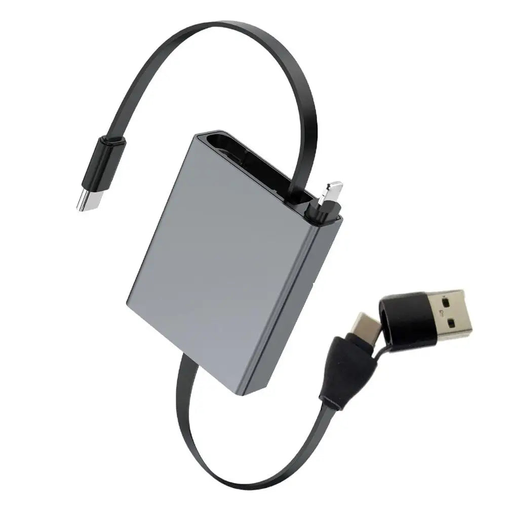 For Arrival Telescopic USB Cable Type C 66W PD 4 In 1 Data Cable Fast Charging Retractable For IPhone Samsung Mobile IPad Laptop Qme grey