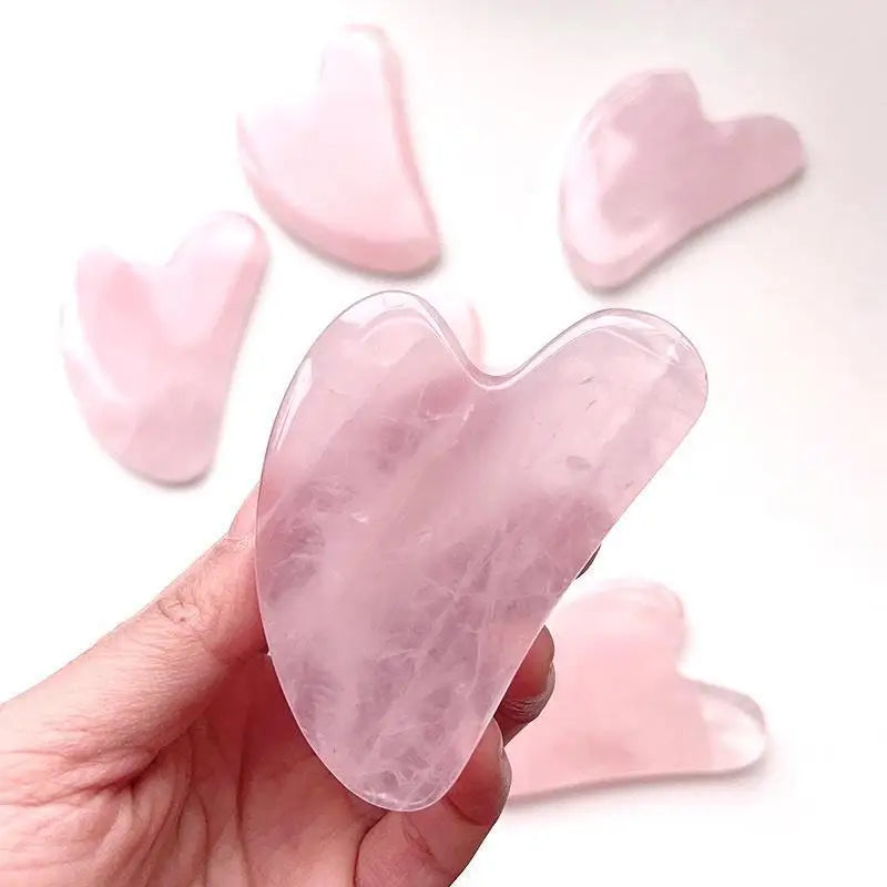 Heart Guasha Stone Face Rose Natural Jade Massage Tool Chin Nose Qme