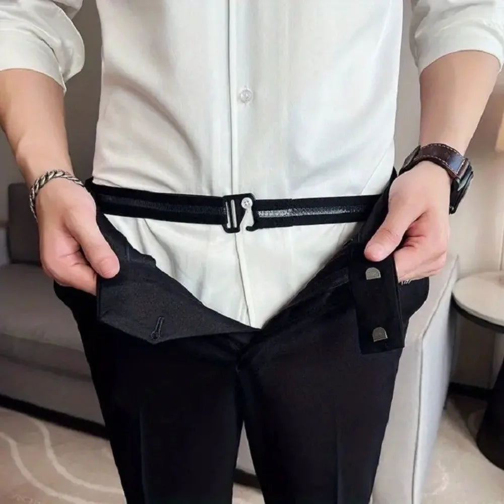 Men's Elastic Shirt Fixed, Stretchable and Adjustable Waistband, Flexible and Comfortable, Silicone Contacts Qme
