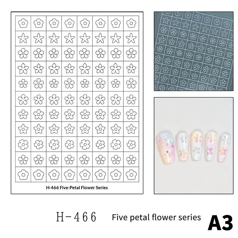 Flower Tulip Butterfly Pattern Hollow Out Nail Art Stickers Colorful Qme A3