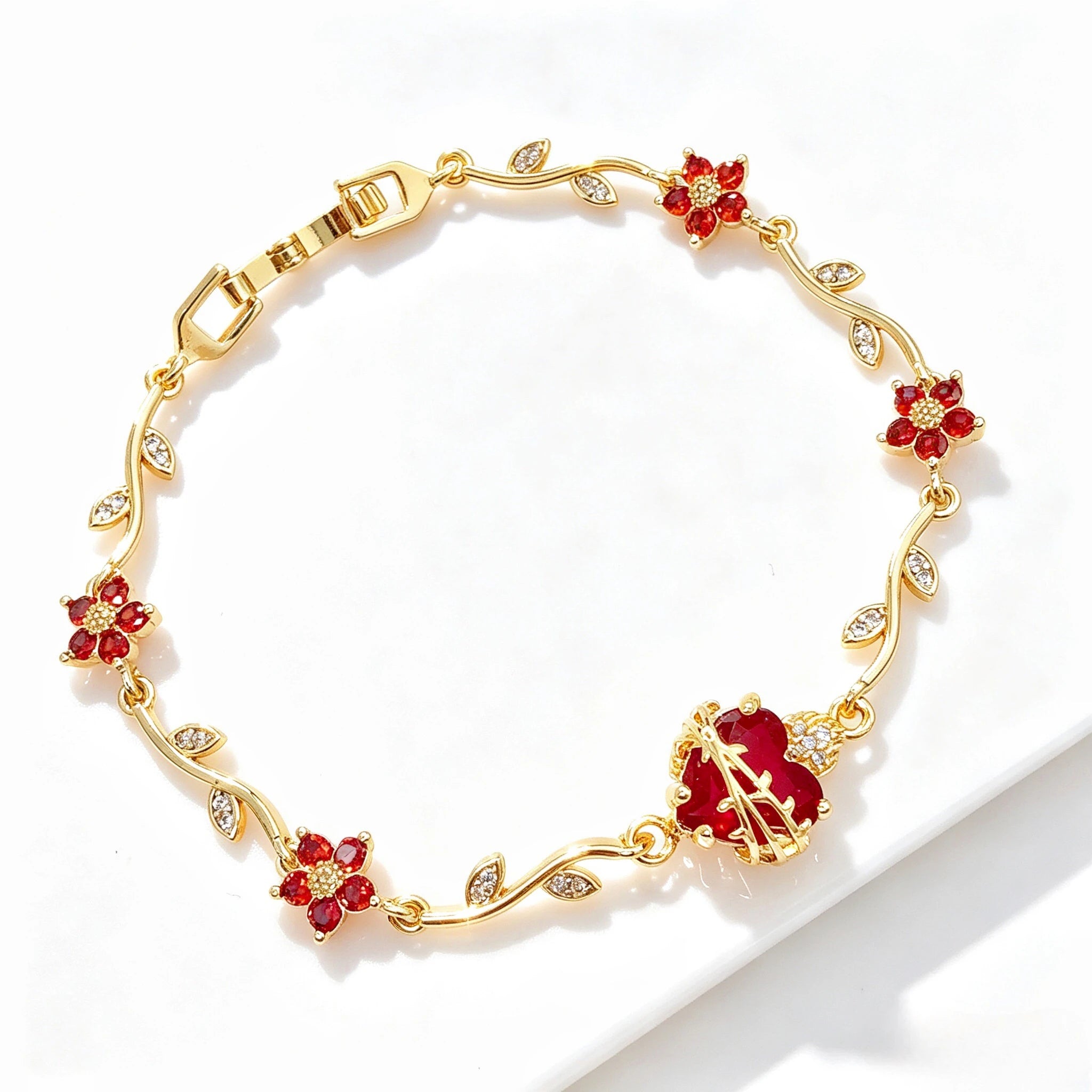 Hot Sale Flower Chain Sacred Heart Shaped Crystal Cross Bracelet Lucky for Women Girls Daily Party Jewelry Religious Gifts Qme 4
