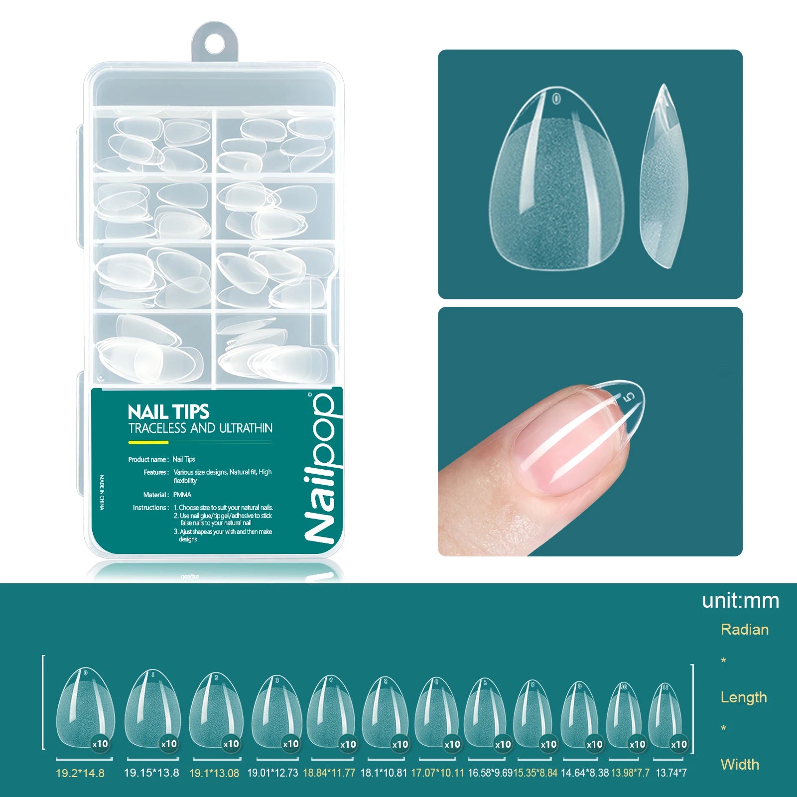 Nailpop Soft Gel Tips Nails Acrylic Material Half Almond Artificial Qme Almond 005-120pcs