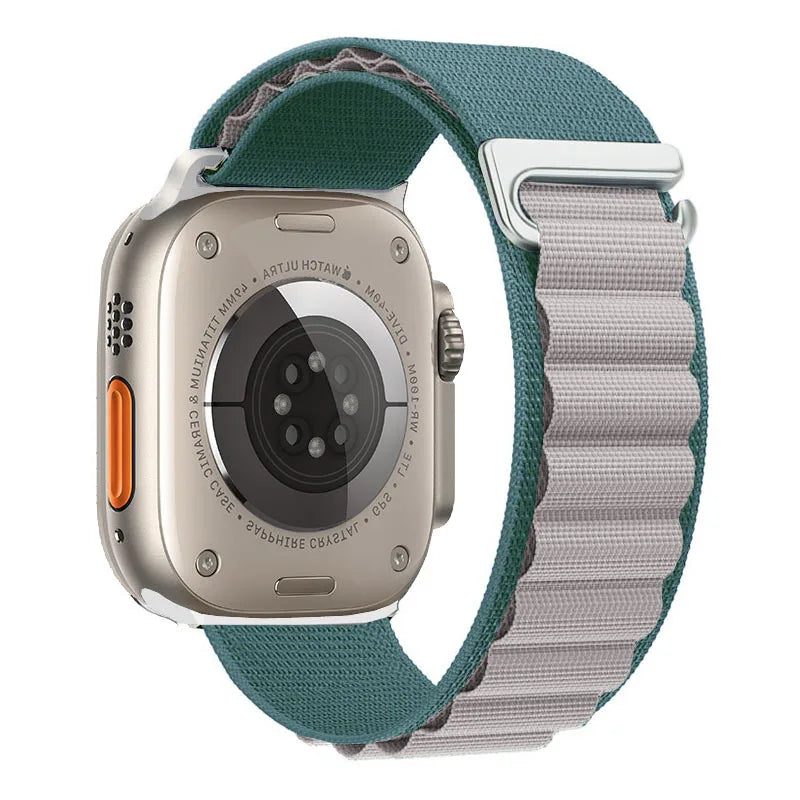 T Suitable for Apple IWatch Watch Strap 49mm 44mm 45mm 42mm Nylon Mountaineering Wear-resistant Woven Strap for Men Qme Mist Blue Grey 25mm 42-44-45-49MM
