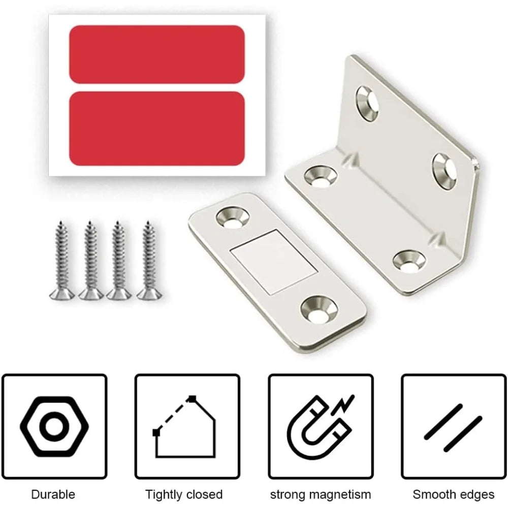 10-1PCS L-shaped Magnetic Door Closer Self-adhesive Invisible Cabinet Door Suction Wardrobe Magnetic Strip Patch Door Stopper Qme