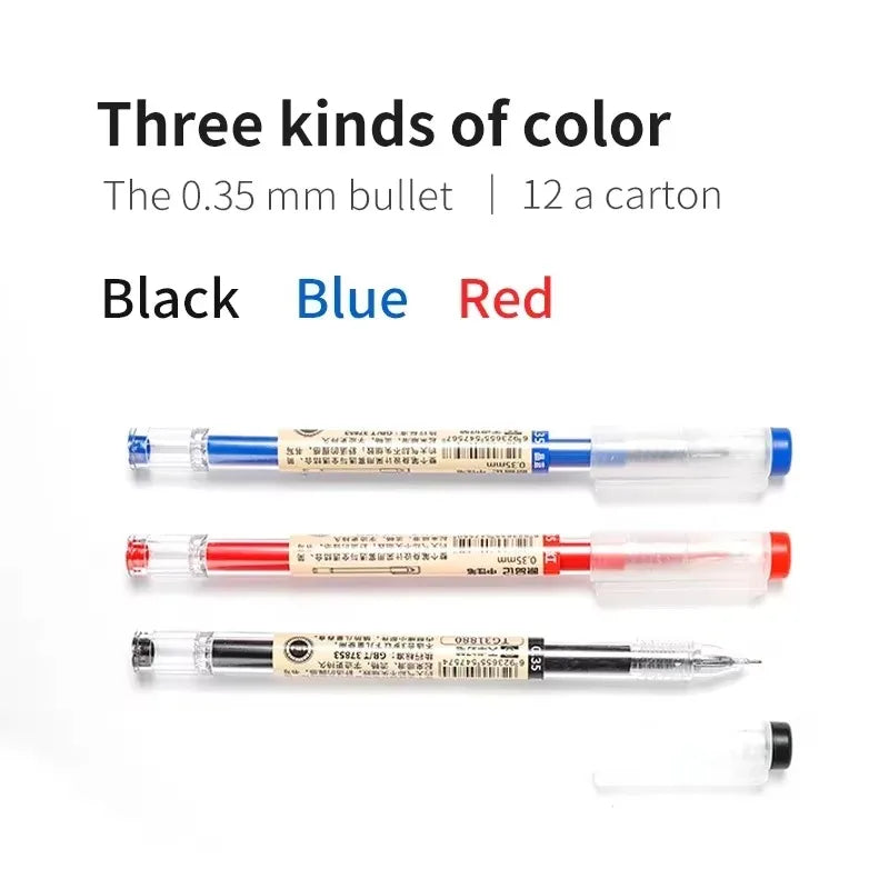 3-12pcs/set Fine Point Pen 0.35mm Black Blue Red Ink Gel Pen Ballpoint Pen School Office Student Writing Stationery Supply Qme
