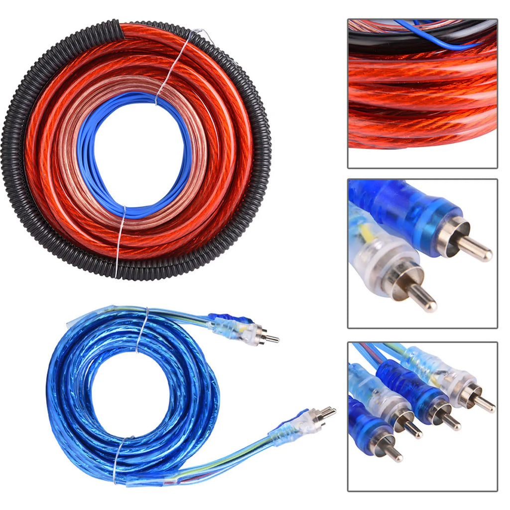 Block Blue 2800W High Density 4 Guage ABS Plastic Metal Audio Amplifier Wire Kit for Car Qme