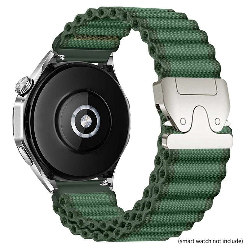 QuickFit 20mm 22mm 26mm Woven Nylon Band For Garmin Fenix 8 47mm 51mm 7 7X 6 6X 5 5X Plus/Enduro 3/Epix Pro Gen 2 Strap Bracelet Qme Green Silver 20mm