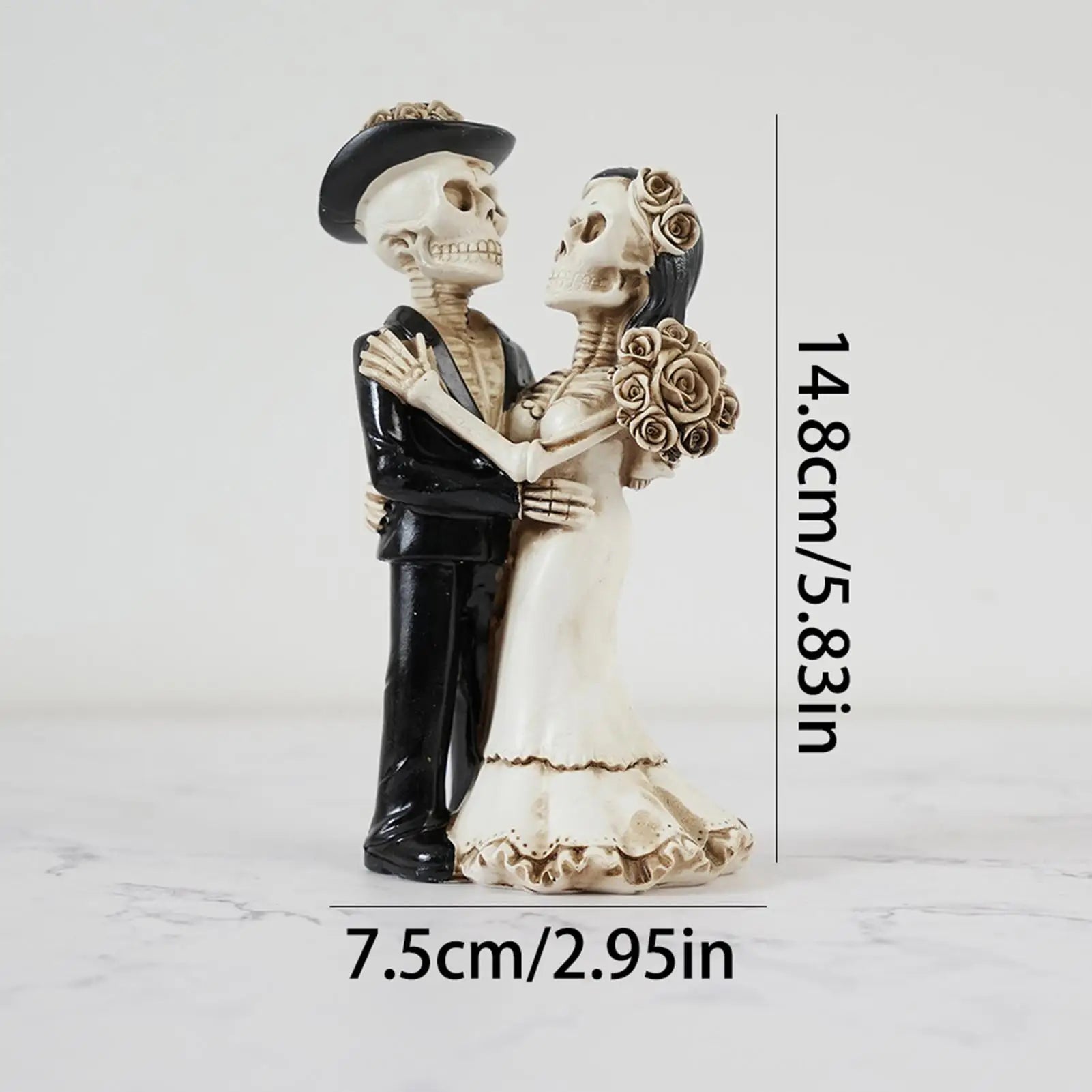 Gothic Skeleton Couple Resin Bride Groom Halloween Decoration Desk Qme