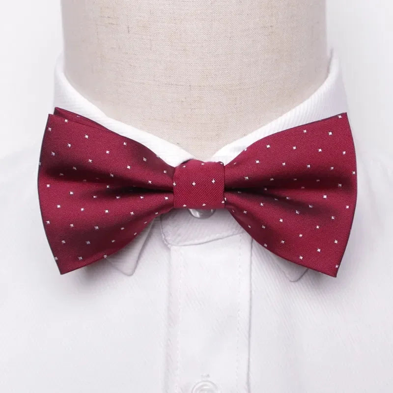 Classic Black Men Bow Ties Fashion Polyester Bowtie Woven Dot Checked Stripped Butterfly Wedding Dress Mens Formal Dog Butterfly Qme A20