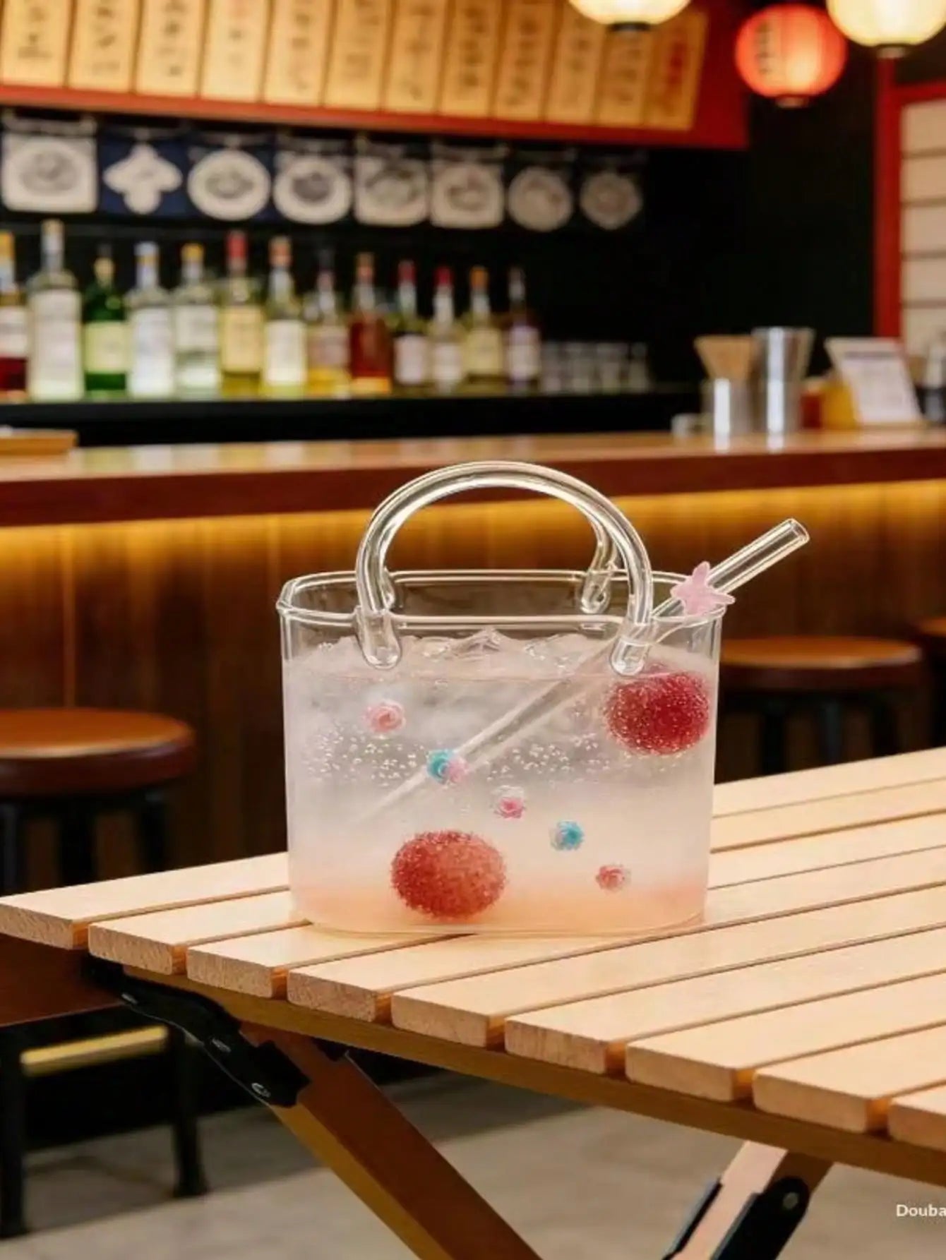 Glass Handbag Cocktail Straw Creative Beauty Beverage Borosilicate Qme