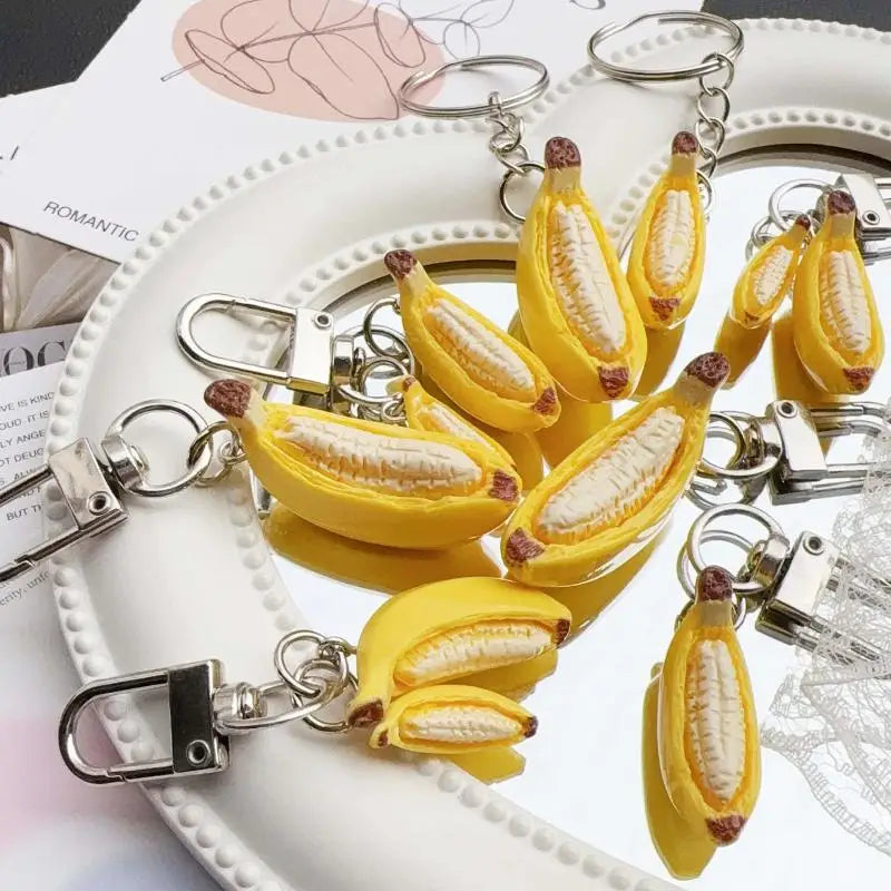 Busting Banana Boat Charm Creative Handmade Resin Keychain Relaxing Qme