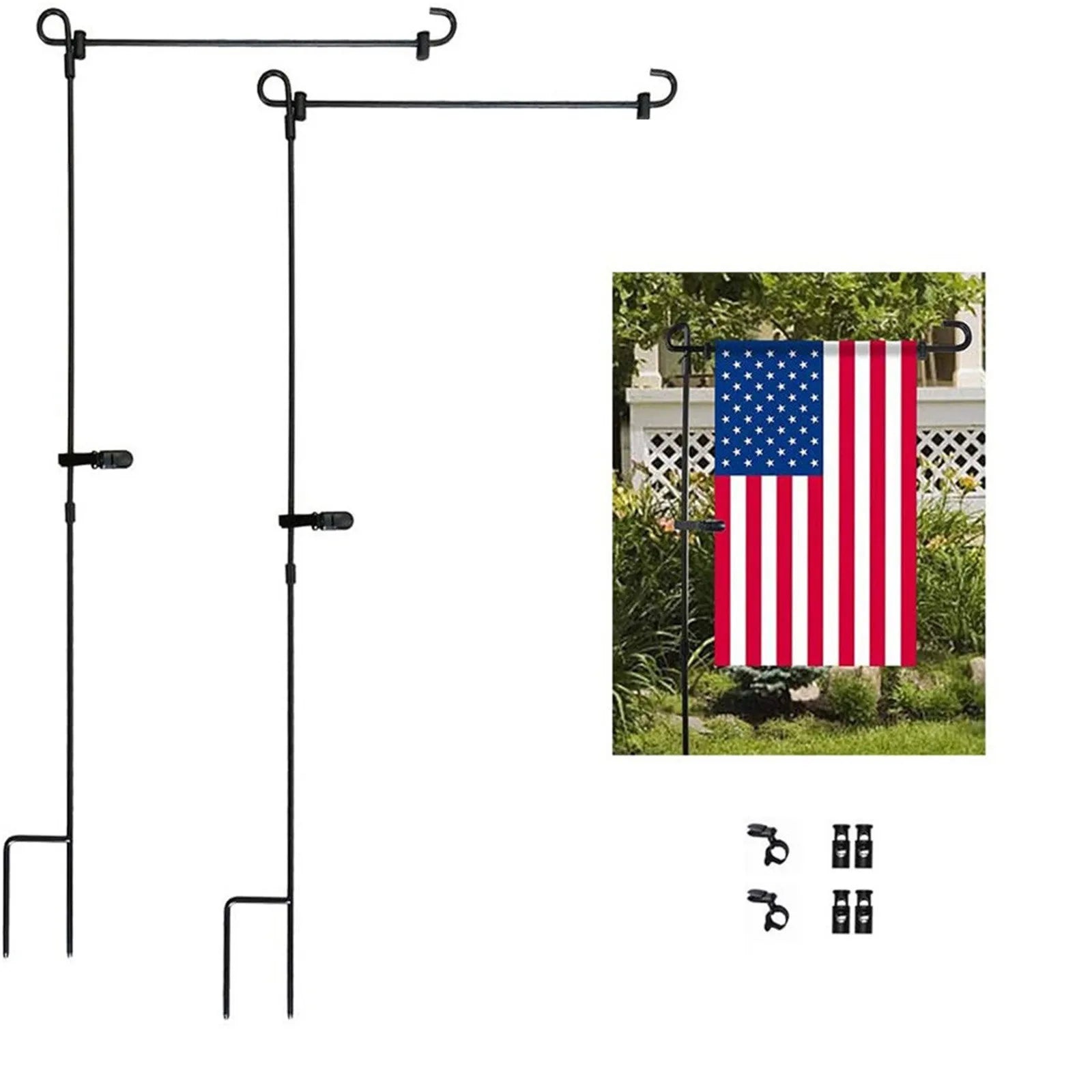 Outdoor Garden Flag Pole Bracket Iron Art Garden Courtyard, Holiday Decoration Flag Pole Insert Holder (not include flag) Qme B