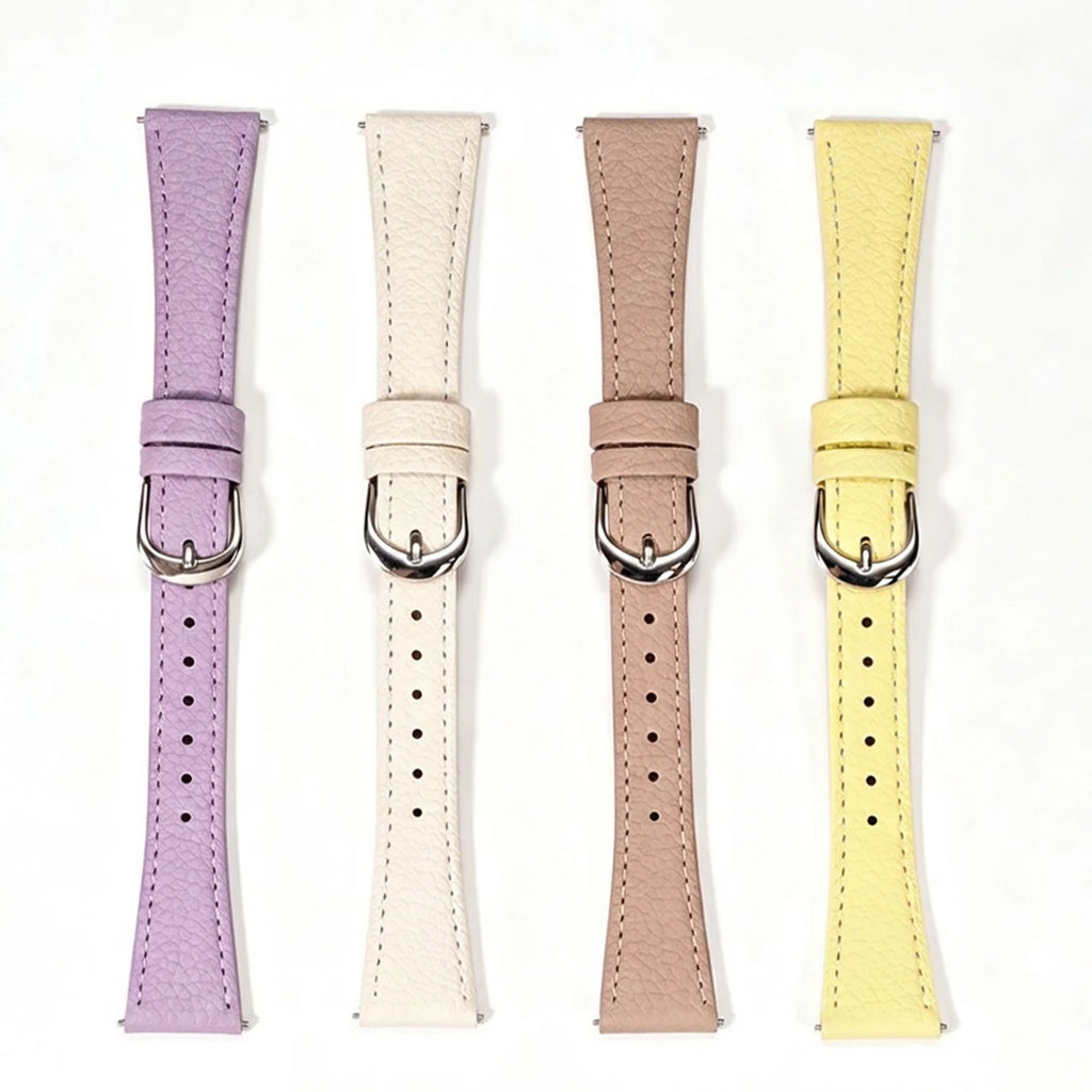20mm Leather Band for Samsung Galaxy Watch 8 40mm Lychee Pattern Correa for Galaxy Watch 7 6 5 4 40mm 44mm Strap Qme