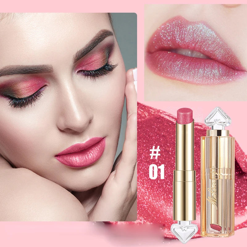 Shiny Lipstick Vibrant Colors Waterproof Sweat Resistant Non Stick Qme 01