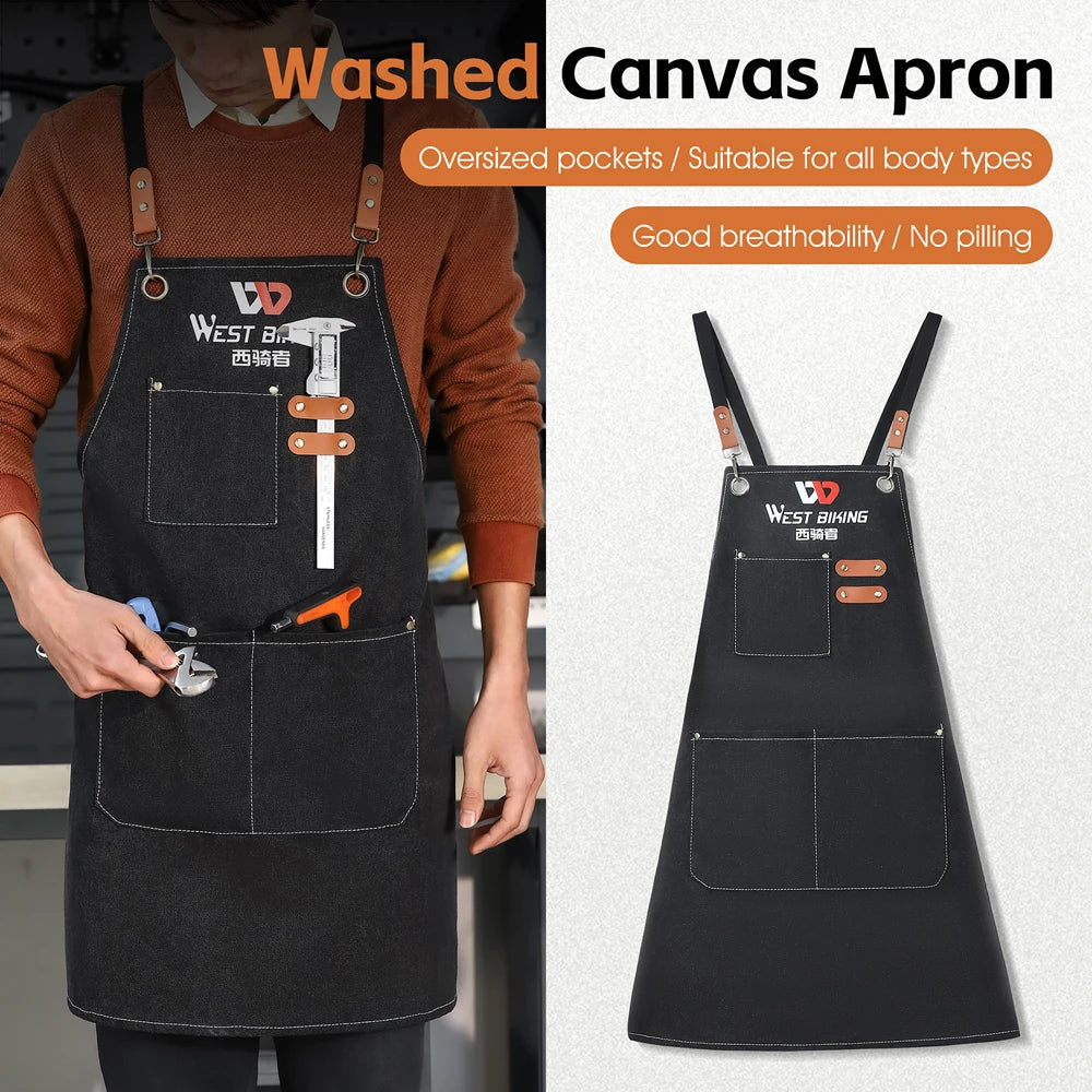 Thickened Canvas Apron Bike Maintenance and Repairing Apron Carpentry Craftsman Plantsman Working Apron Qme