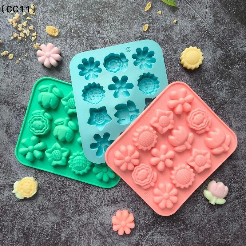 Food Grade Silicone Flower Mold Non Stick Homemade Baking Chocolate Qme