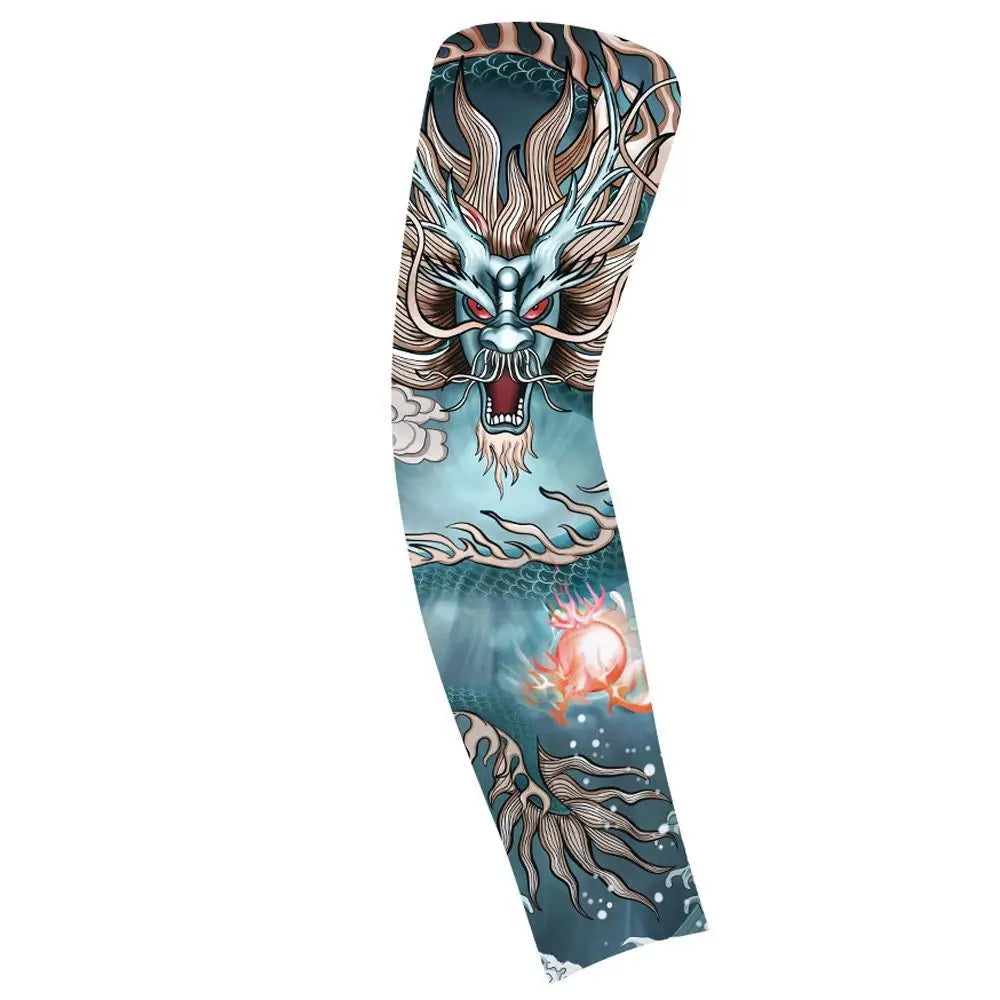 Flower Arm Pattern Flower Arm Tattoo Sleeve Breathable Thin Men Sunscreen Sleeve UV Protection Long-sleeved Ice Silk Arm Sleeve Qme style 7