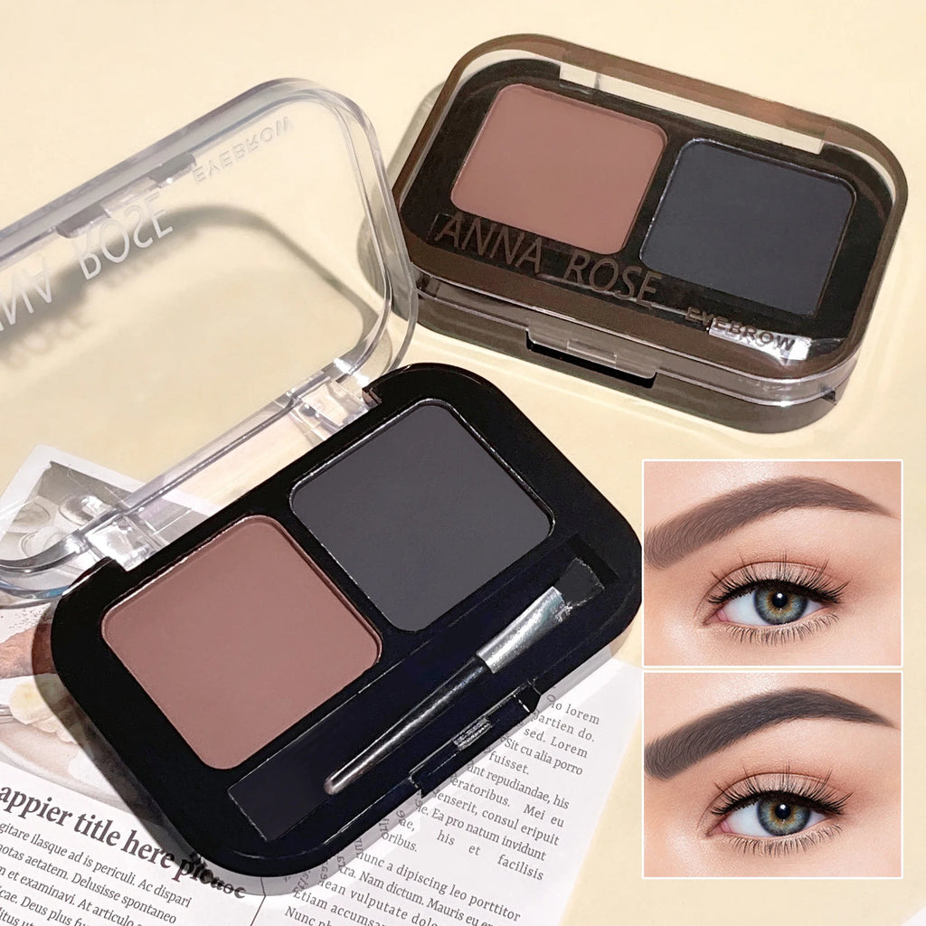 2Color Eyebrow Powder Palette Makeup Black Brown EyeBrow Enhancer Professional Waterproof Cosmetic Eye Shadow Palette with Brush Qme