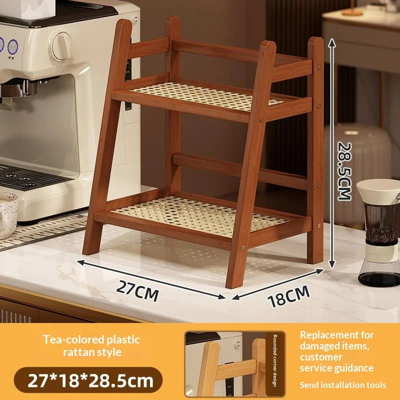 Desktop Removable Bamboo Office Balcony Storage Rack Space Saving Qme 27CM B