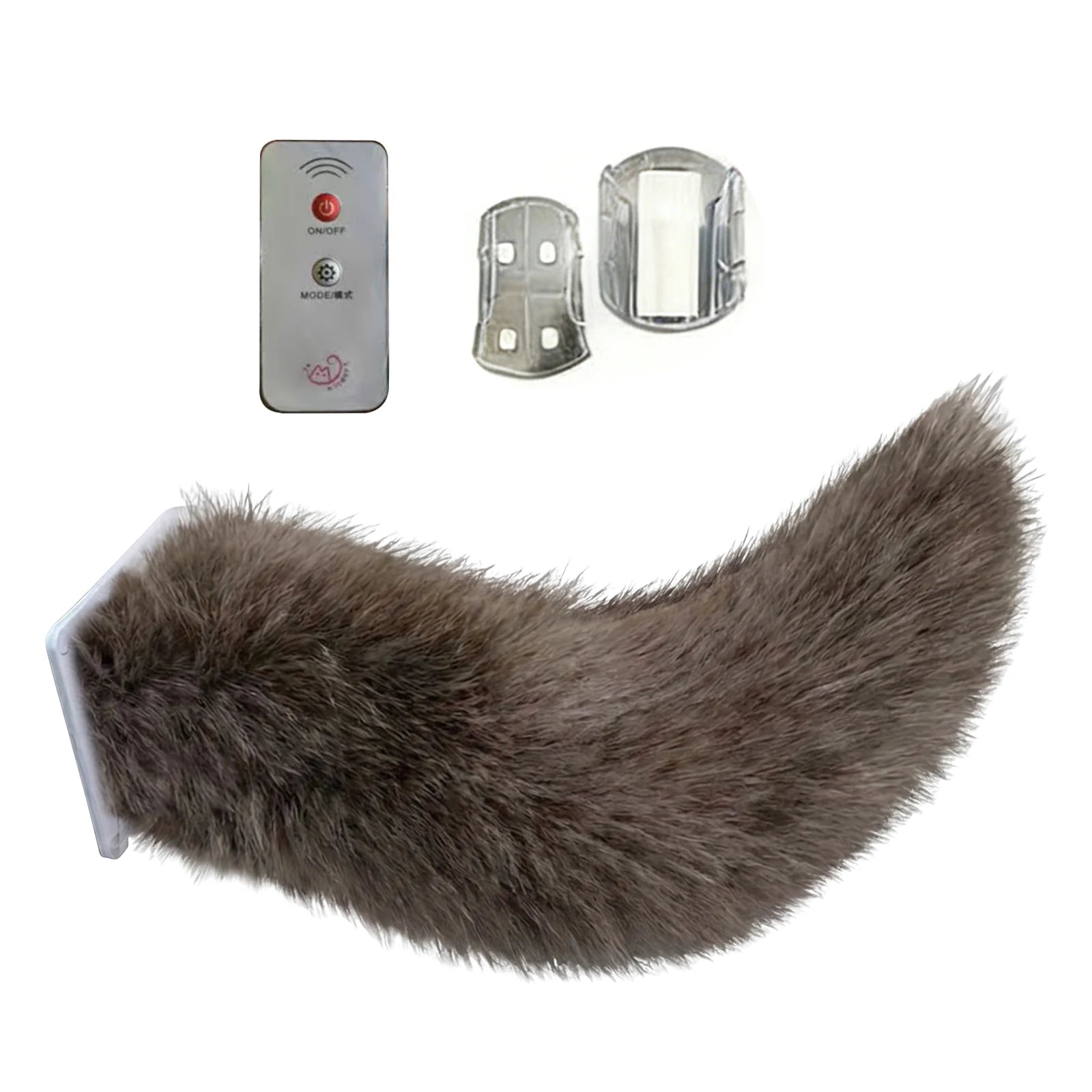 Car Electric Remote Control Tail Moving Shake Wagging Plush Tail Ornament For Auto Motorcycle Decorate Accessories ﻿ Qme Khaki