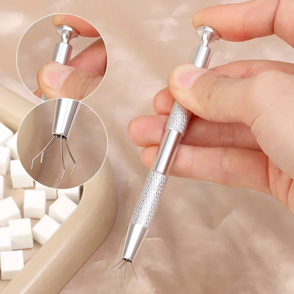 Mini 4 Claws Square Nail Art Sponge Nail Sponge Metal Grabber Set Multipurpose Blush Gradient Sponges Beauty Manicure Tools Qme