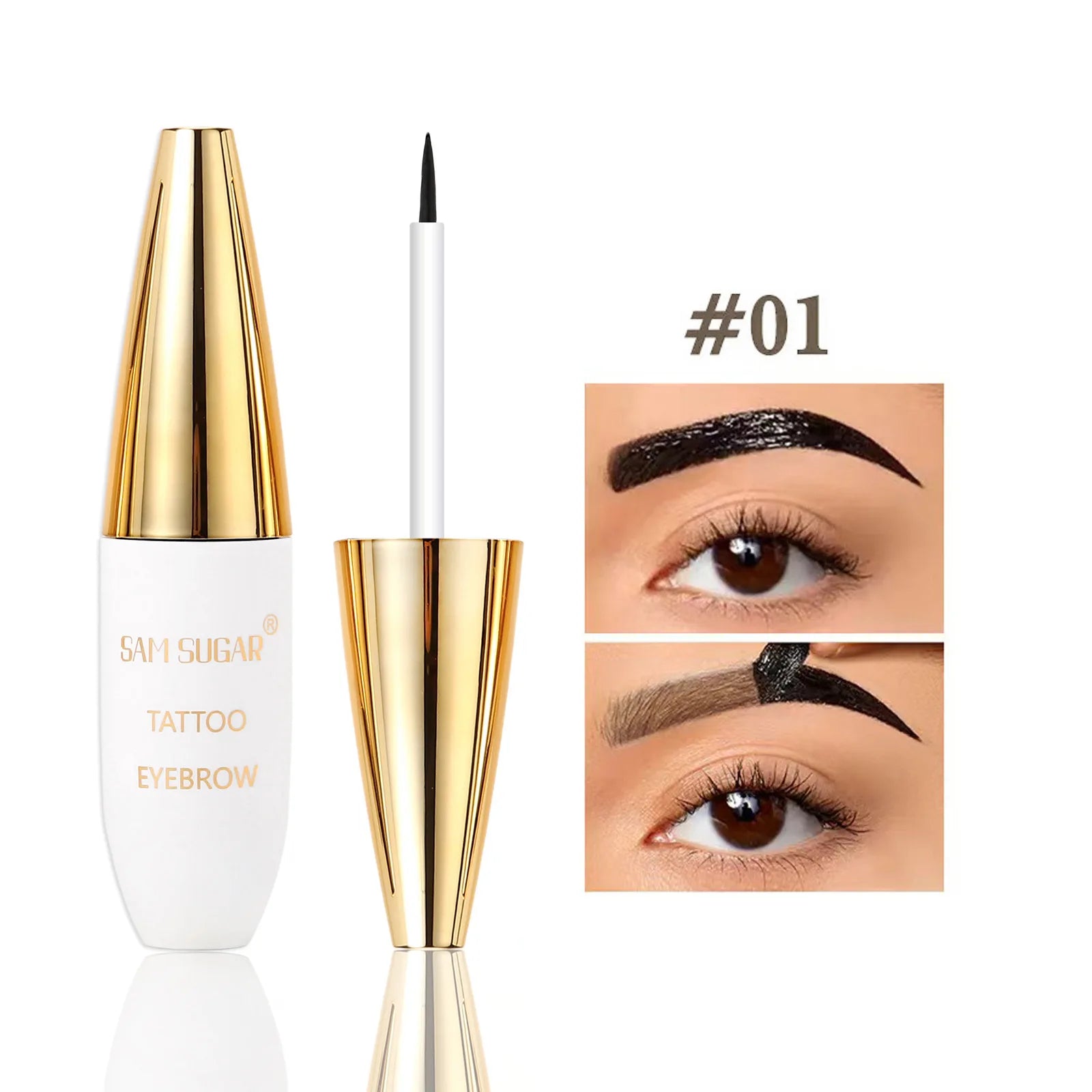 4 Colors Peel Off Eyebrow Tint Gel Waterproof Eyebrow Tattoo Cream Natural Wild Brows Smudge Proof Makeup with Fine Tip Brush Qme 01