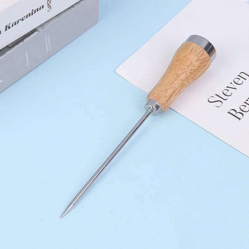 Ice Pick Icing Breaker Wooden Handle Stainless Steel Punch Crusher Qme