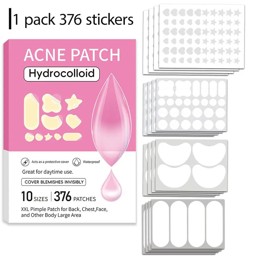 Large Pimple Patches Bulk Face 5 Sizes Hydrocolloid Acne Covering Qme 376pcs