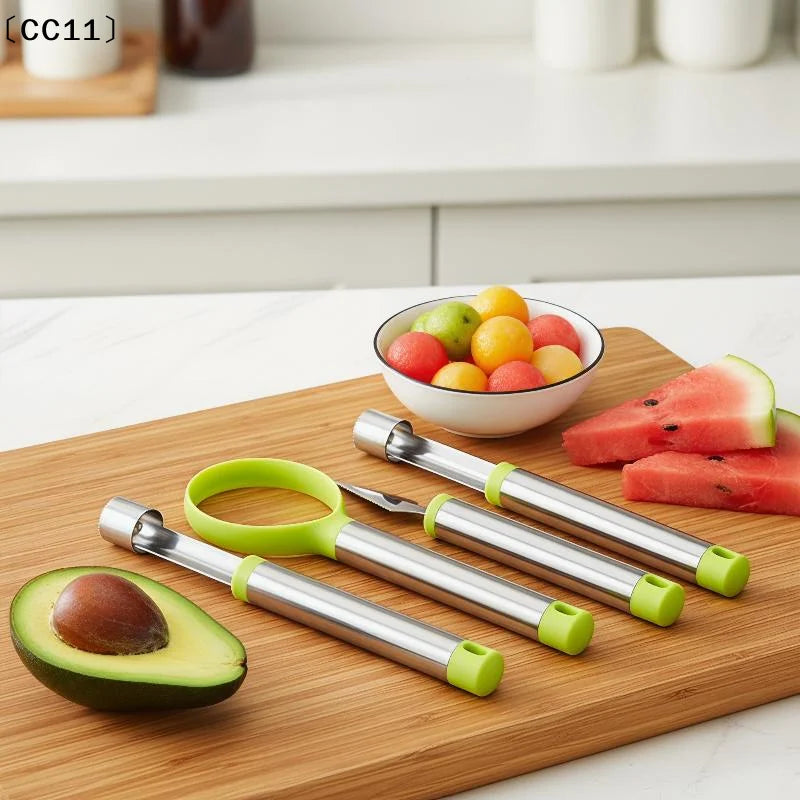 Stainless Steel Fruit Pitter Tool Melon Baller Corer Knife Baking Qme