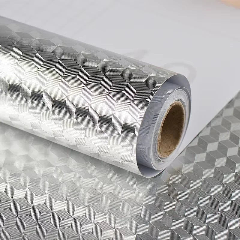 Silver Self Adhesive Temperature Resistance Wallpaper Waterproof Oil Qme 1 40cmX3m