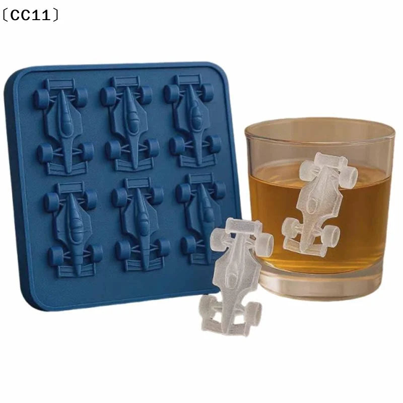 6-Cavity Formula Racing Car Ice Mold Silicone Jelly 3d Race Tumbler Qme