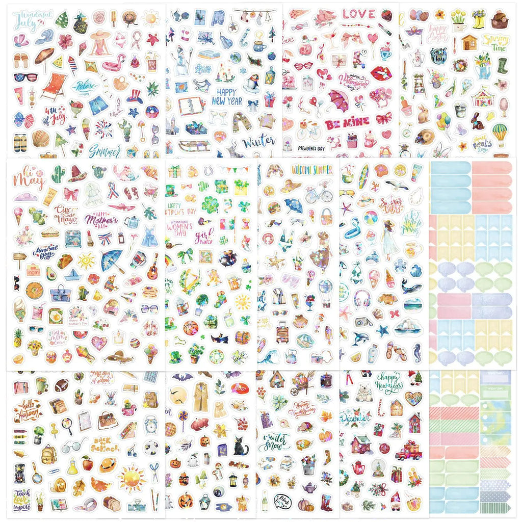 Twelve Months Festive Colors Set 14 Pieces per Pack Vibrant Celebratory Supplies for December Events Qme