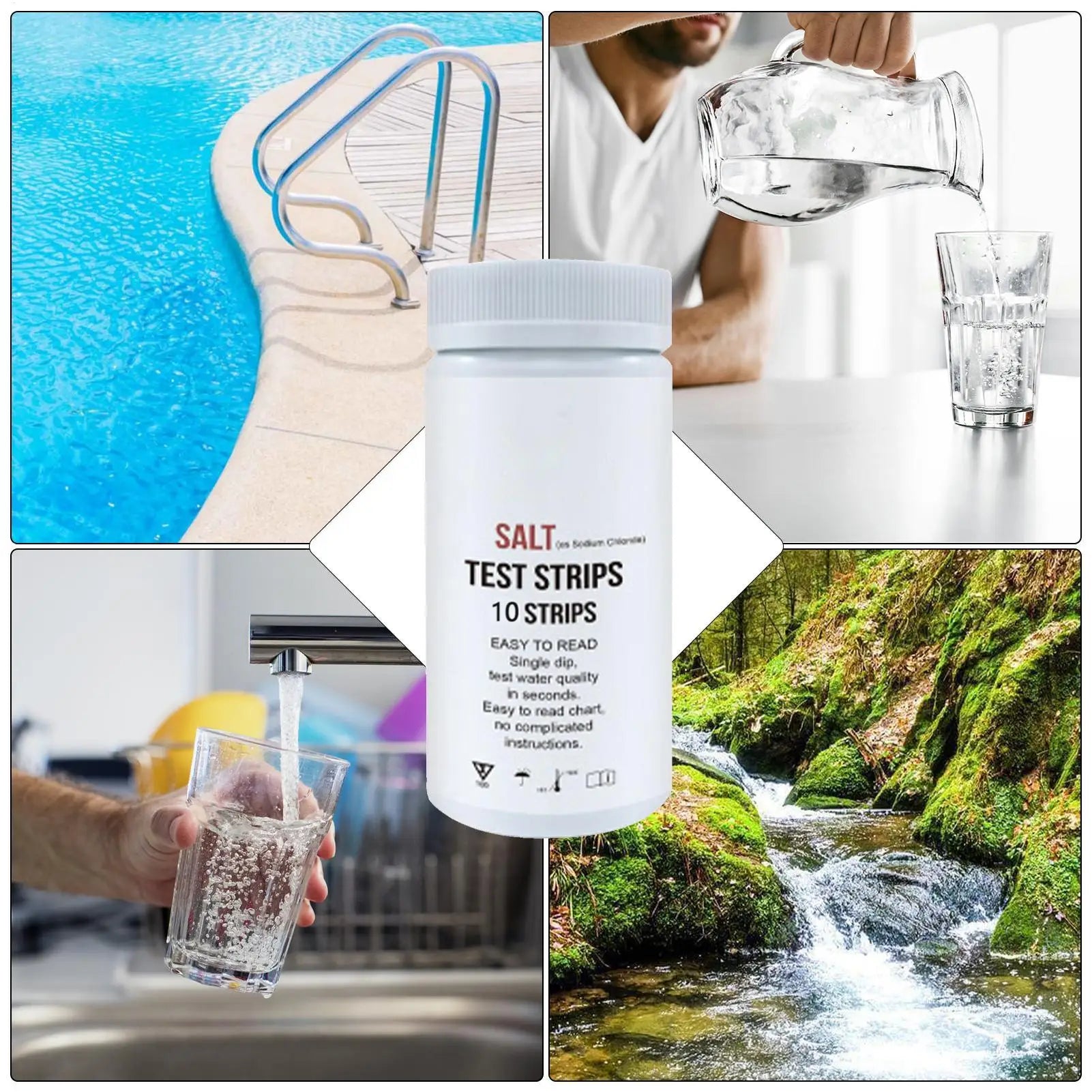 Pool Salt Test Strips Pool Saltwater Detection Paper Water Testing Supplies for Water Hot Tub Spa and Swimming Pool Qme