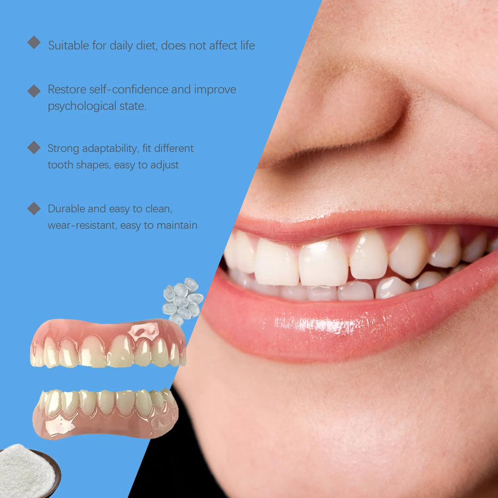 Dentures False Teeth Full Set Temporary Tooth Repair Improve Dental Loss Fitting Mouth Prevent Falling Out Soft Silicone Braces Qme