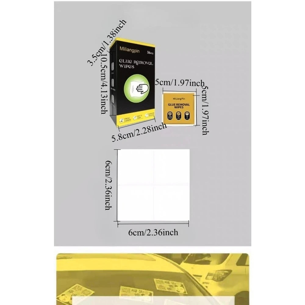 Disposable adhesive remover wipes, easily remove surface glue residue, individually wrapped. Material: non-woven fabric. Qme