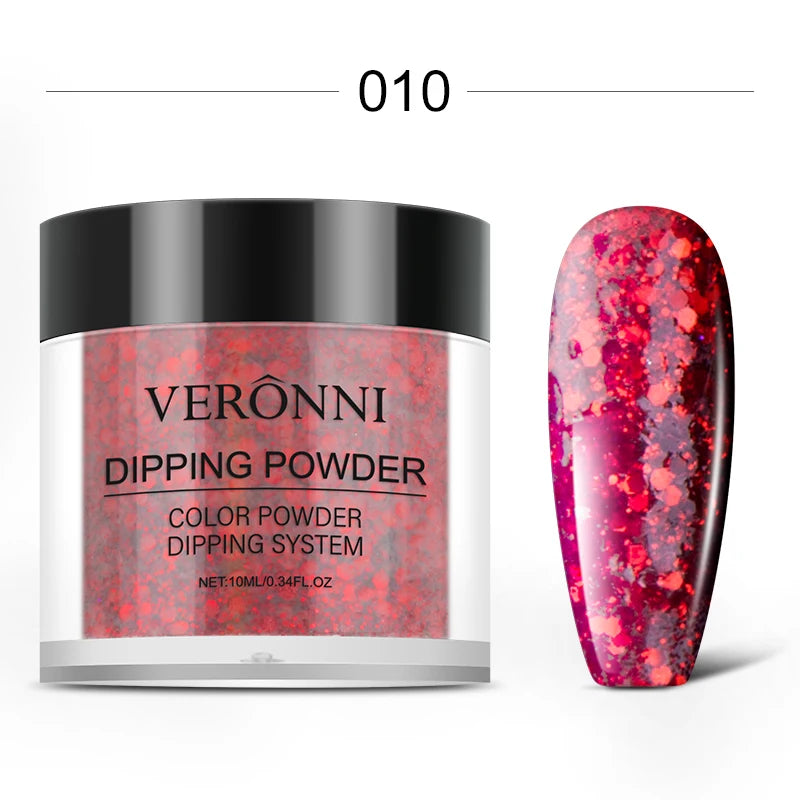 Nail Dipping Powder 6 Solid Colors Glitter Diamond Sequins Qme 10