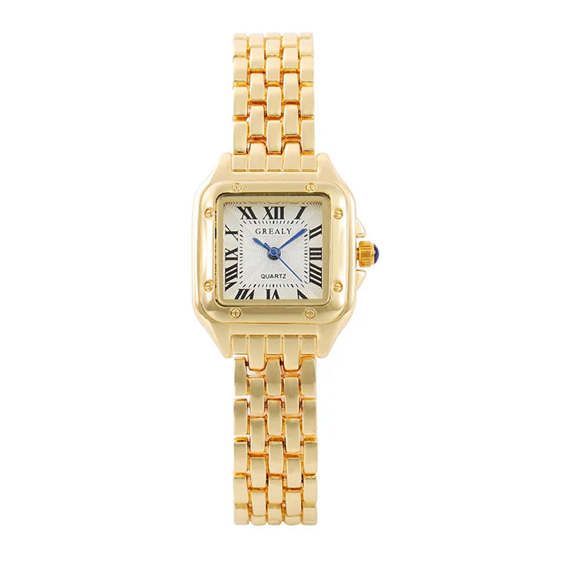Ladies' Fashion Watch, Student Quartz Square Diamond Set Watch, Women's Steel Belt Watch Qme 3