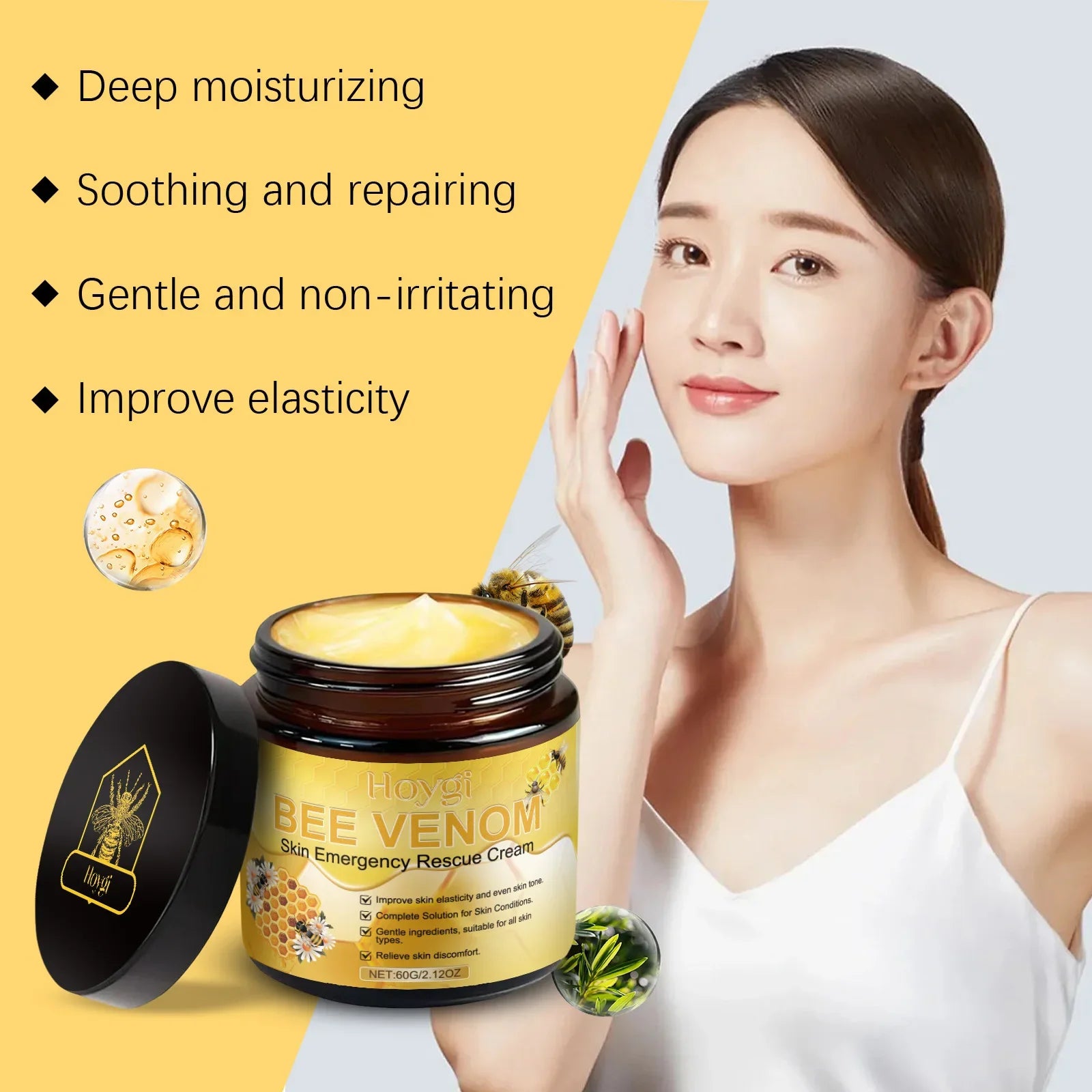 Bee Venom Face Cream Firming Lifting Soothing Lighten Redness Repair Damaged Skin Strengthen Barrier Brighten Nourish Body Cream Qme